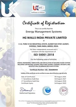 ISO 50001:2018 certificate issued to HG Walls India Pvt. Ltd.